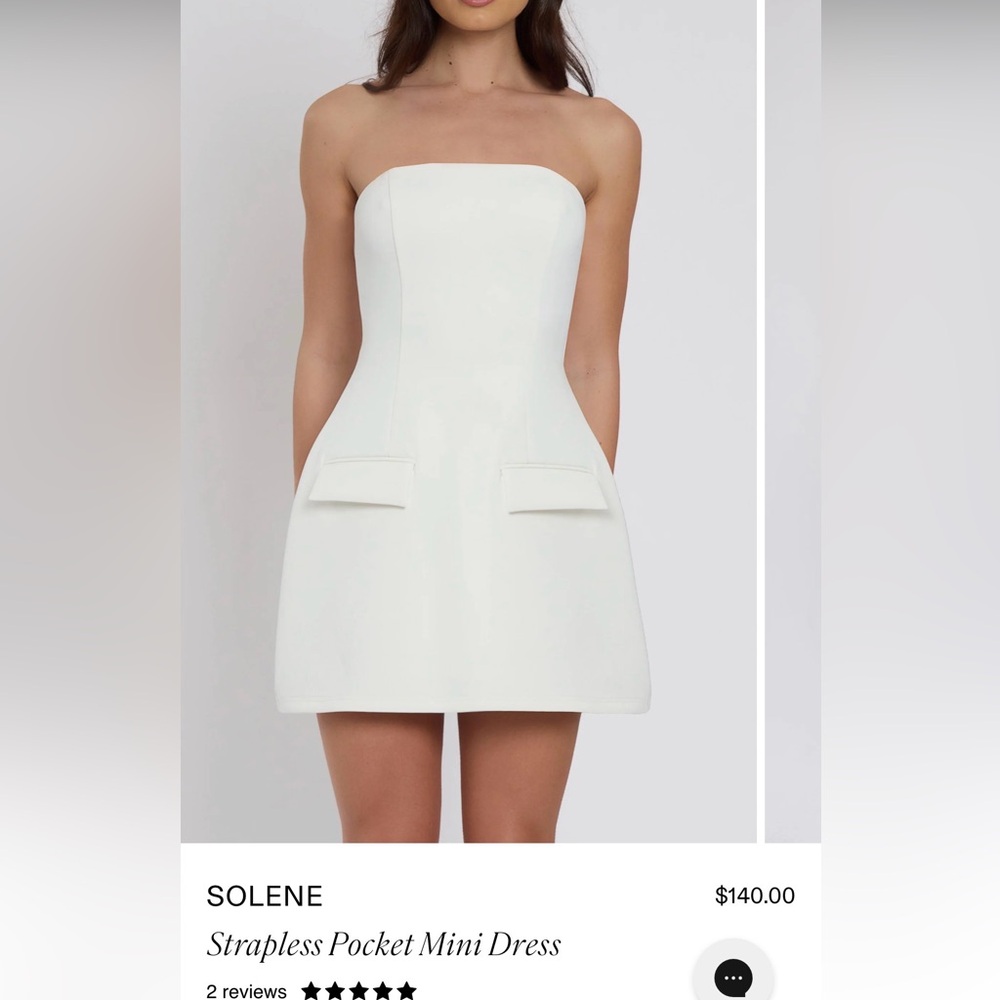 LEAU Solene medium White Strapless Mini Dress with pockets